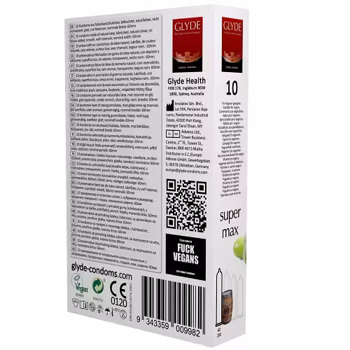Glyde Ultra Super Max Vegan Condoms 10 Pack image 3
