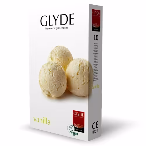 Glyde Ultra Vanilla Flavour Vegan Condoms 10 Pack image 3