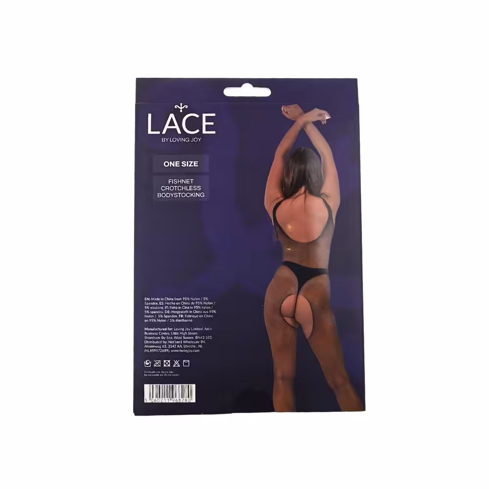 Lace by LJ Fishnet Crotchless Bodystocking Black image 6