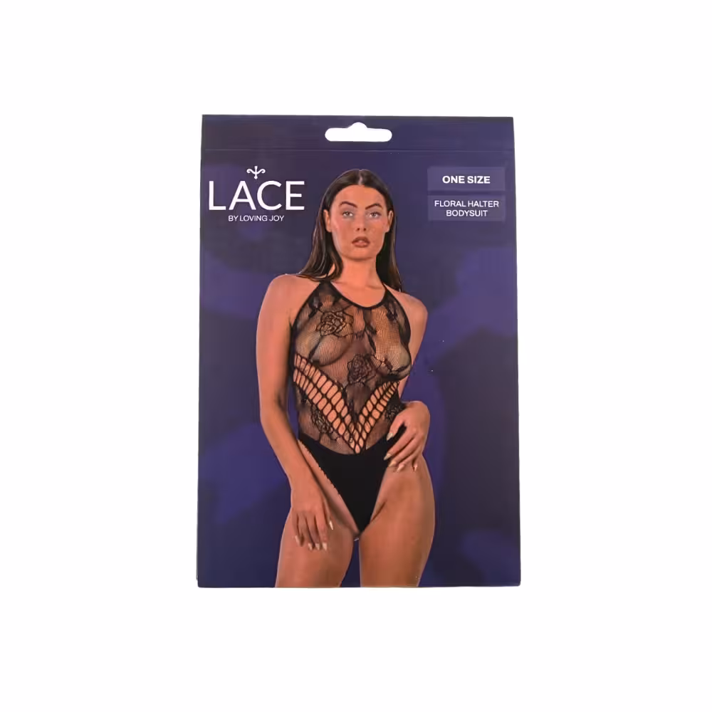 Lace by LJ Floral Halter Bodysuit Black image 5