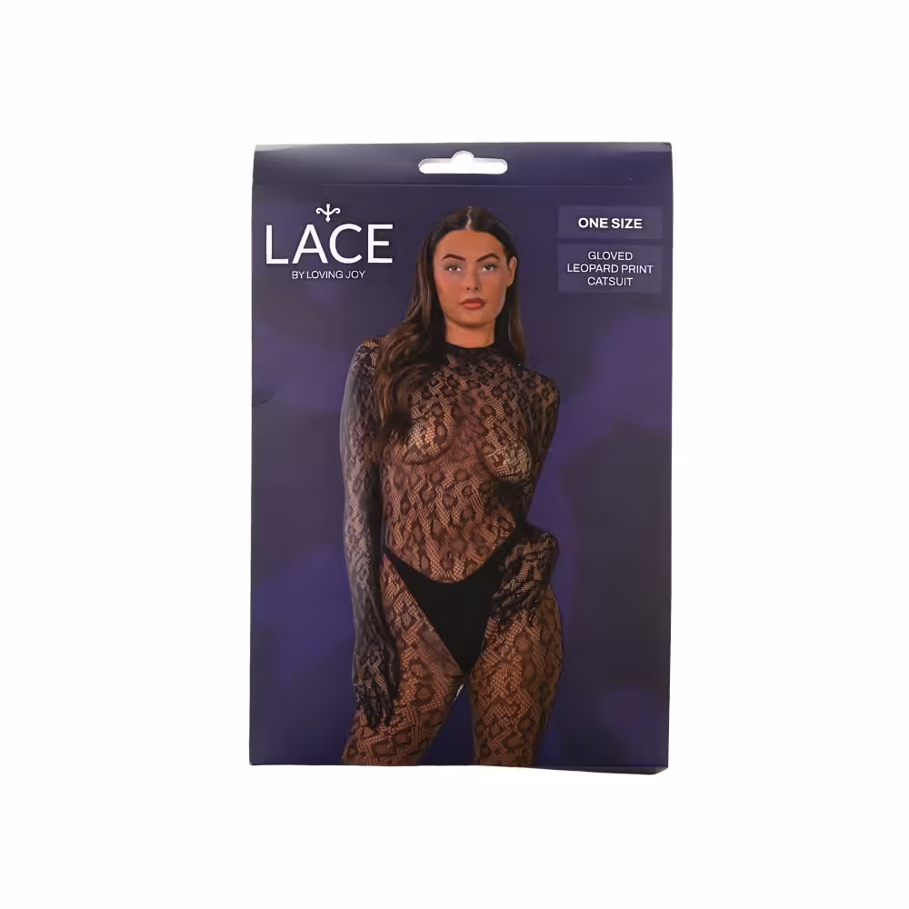 Lace by LJ Gloved Leopard Print Catsuit Black image 5