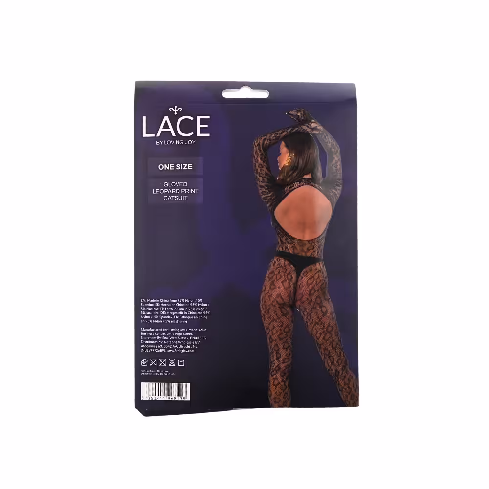 Lace by LJ Gloved Leopard Print Catsuit Black image 6