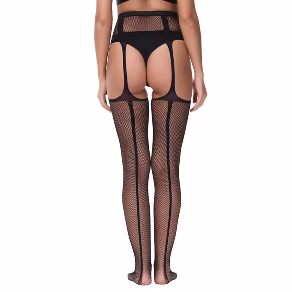 Lace by LJ Lace Up Suspender Tights Black image 5
