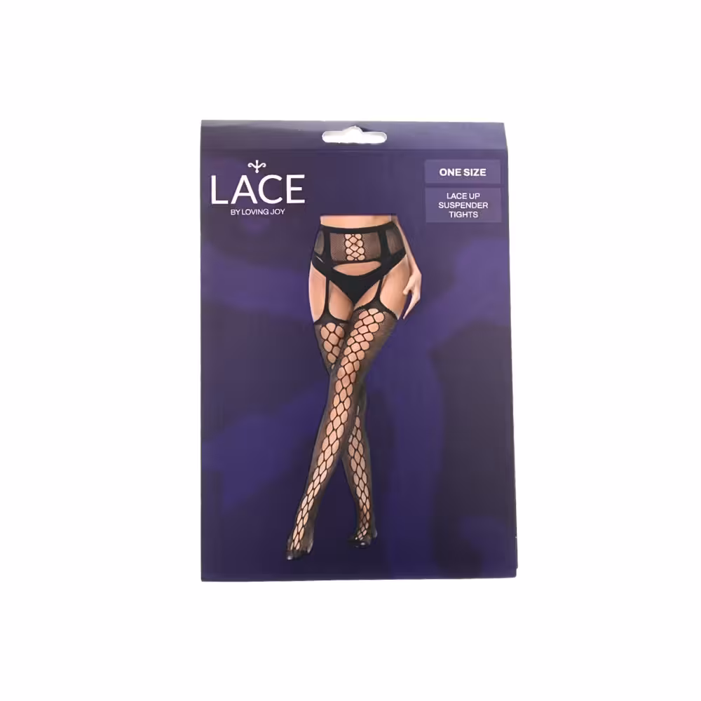 Lace by LJ Lace Up Suspender Tights Black image 6