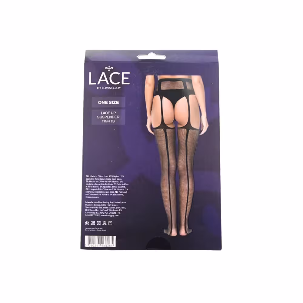 Lace by LJ Lace Up Suspender Tights Black image 7