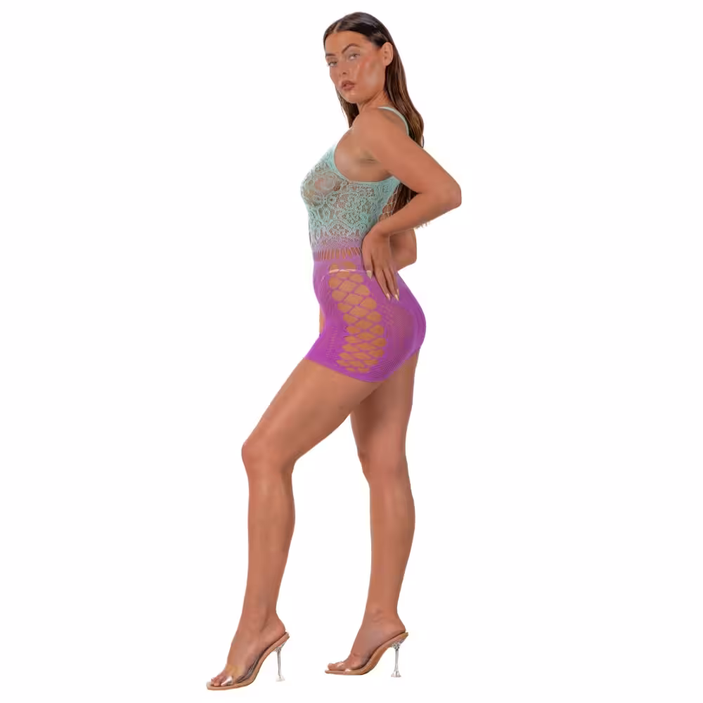 Lace by LJ Ombre Faux Lace Up Mini Dress image 4