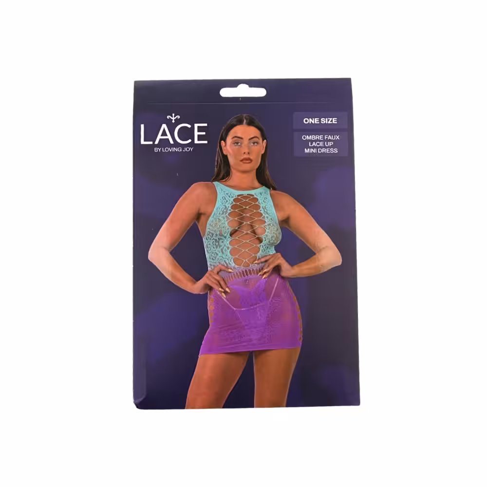 Lace by LJ Ombre Faux Lace Up Mini Dress image 6
