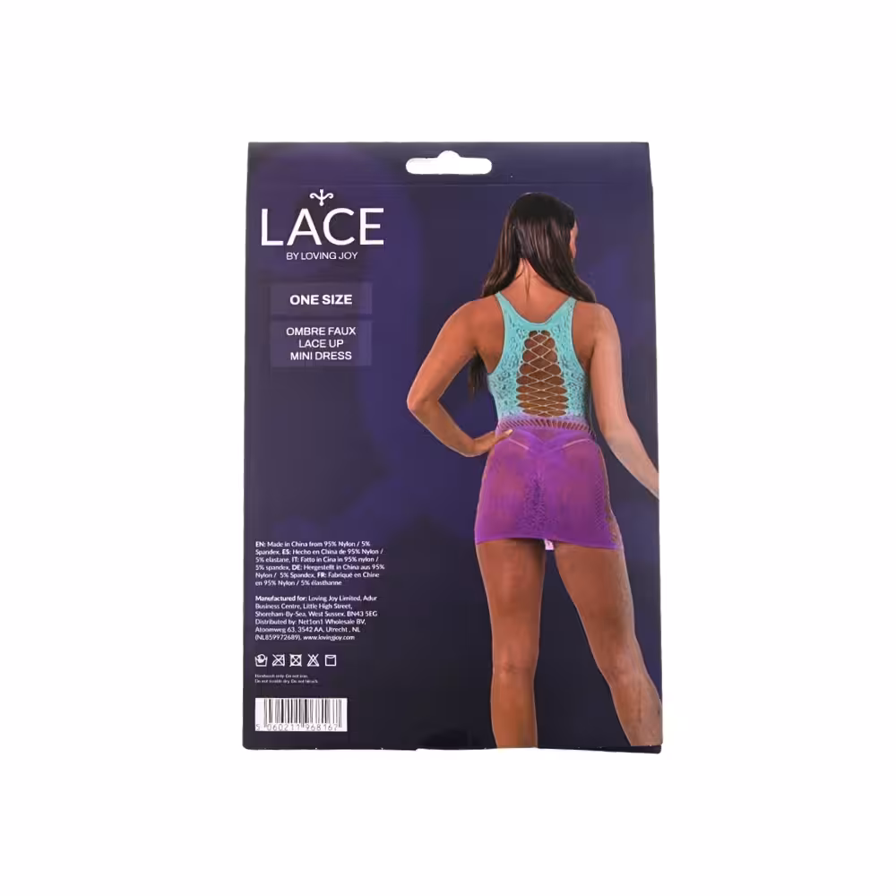 Lace by LJ Ombre Faux Lace Up Mini Dress image 7