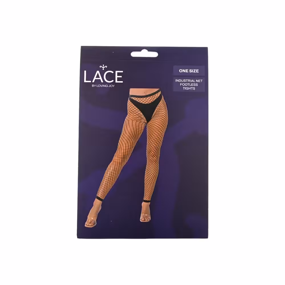 Lace by LJ One Size Industrial Net Footless Tights Black image 4