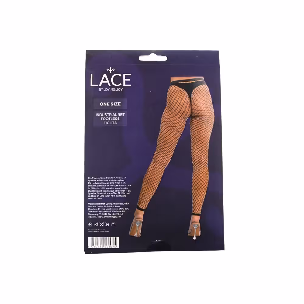 Lace by LJ One Size Industrial Net Footless Tights Black image 5