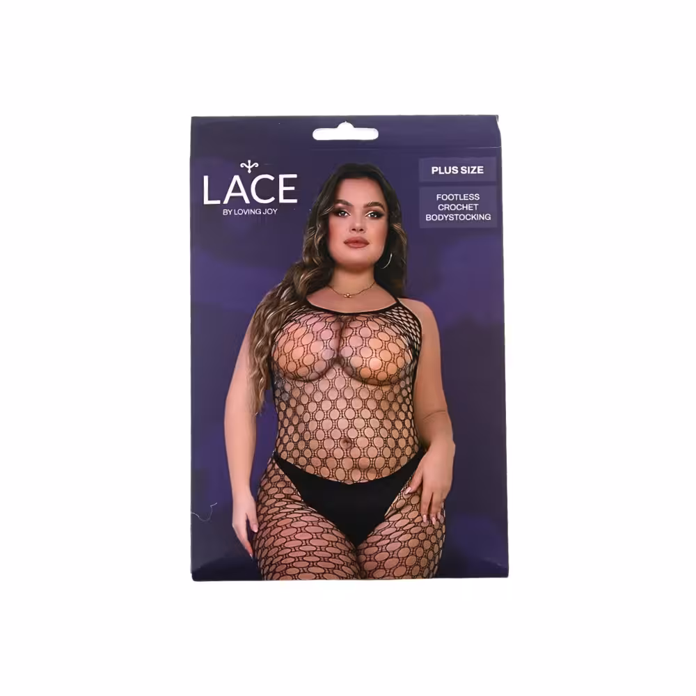 Lace by LJ Plus Size Footless Crochet Bodystocking image 7