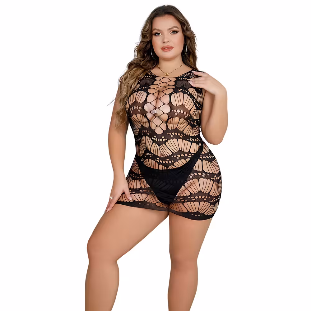 Lace by LJ Plus Size Lace Up Mini Dress image 7
