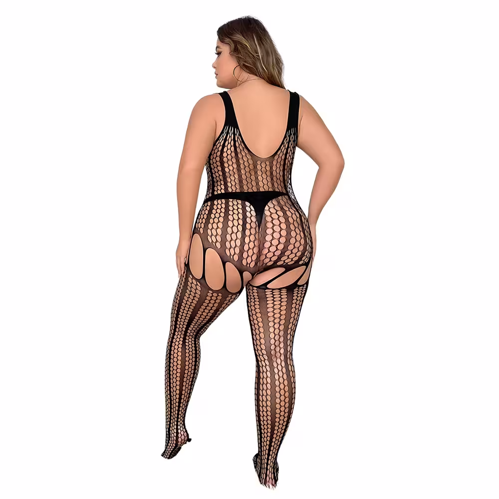 Lace by LJ Plus Size Lace Up Suspender Bodystocking image 2