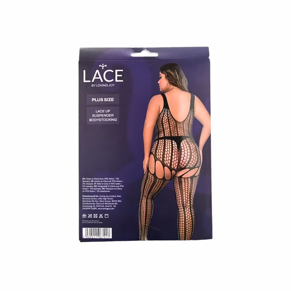 Lace by LJ Plus Size Lace Up Suspender Bodystocking image 8