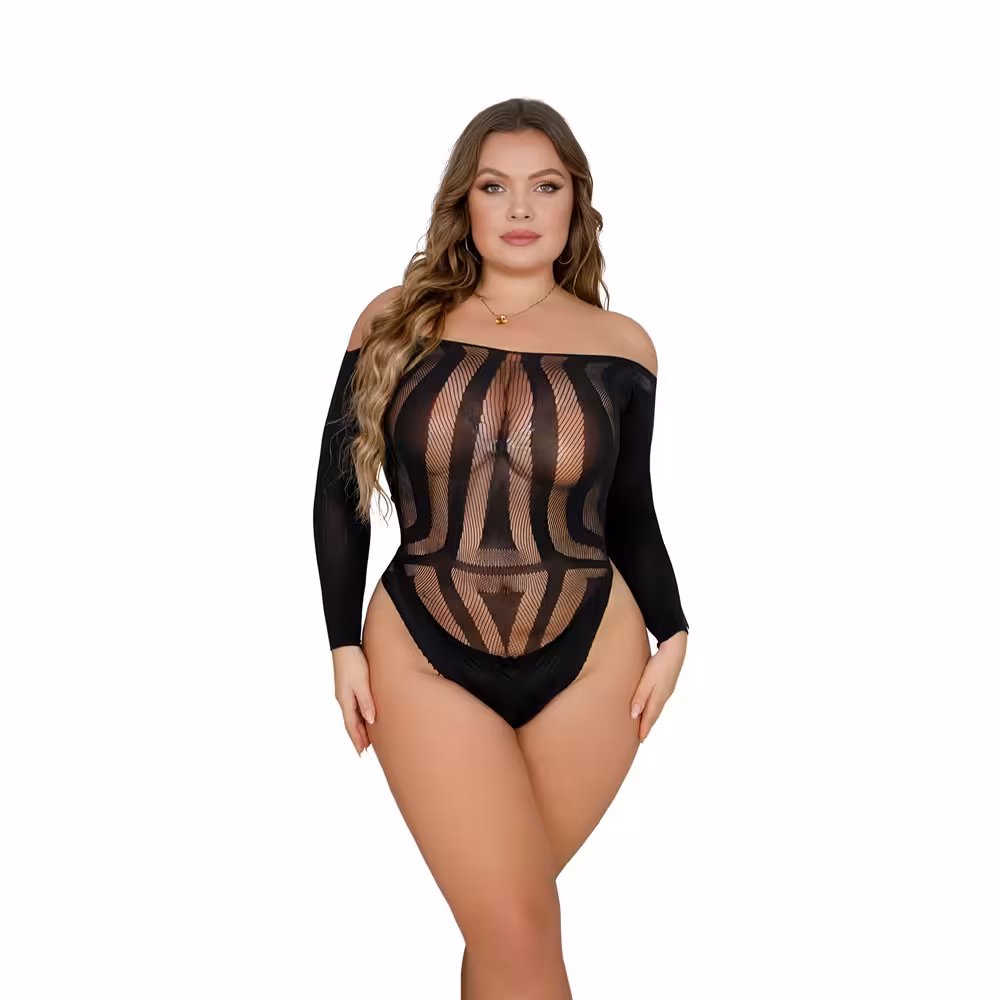 Lace by LJ Plus Size Long Sleeved Cut Out Back Bodysuit image 6