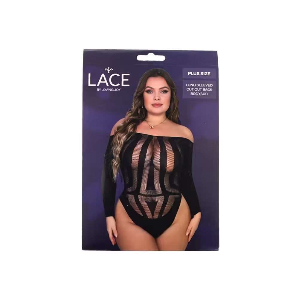 Lace by LJ Plus Size Long Sleeved Cut Out Back Bodysuit image 7