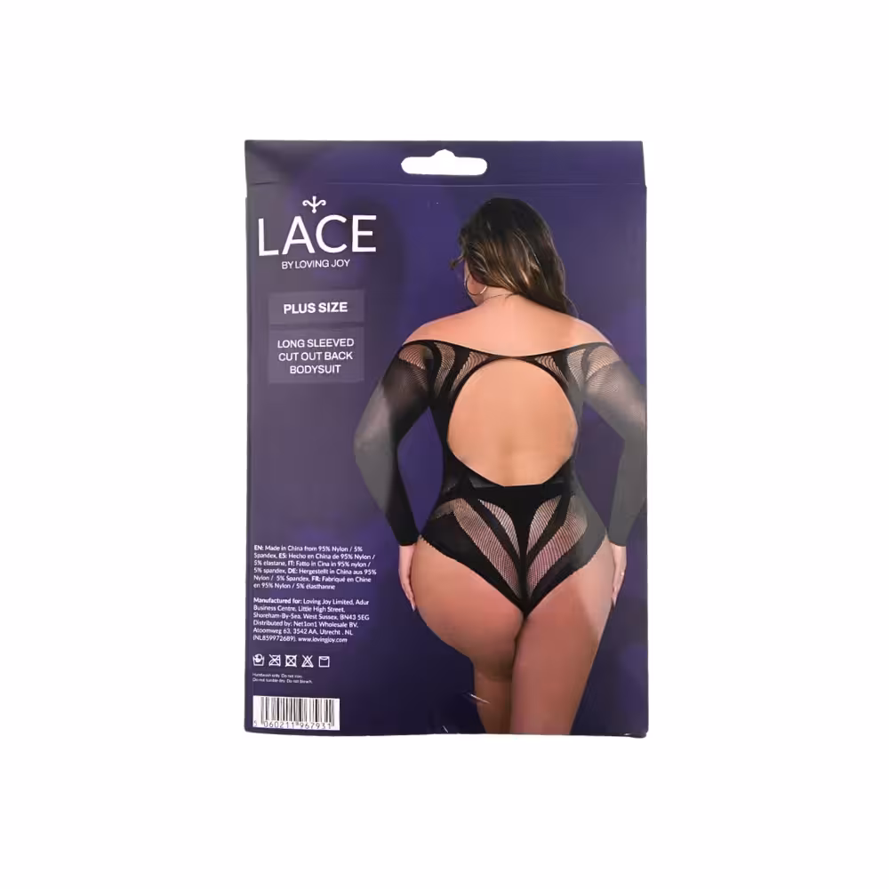 Lace by LJ Plus Size Long Sleeved Cut Out Back Bodysuit image 8