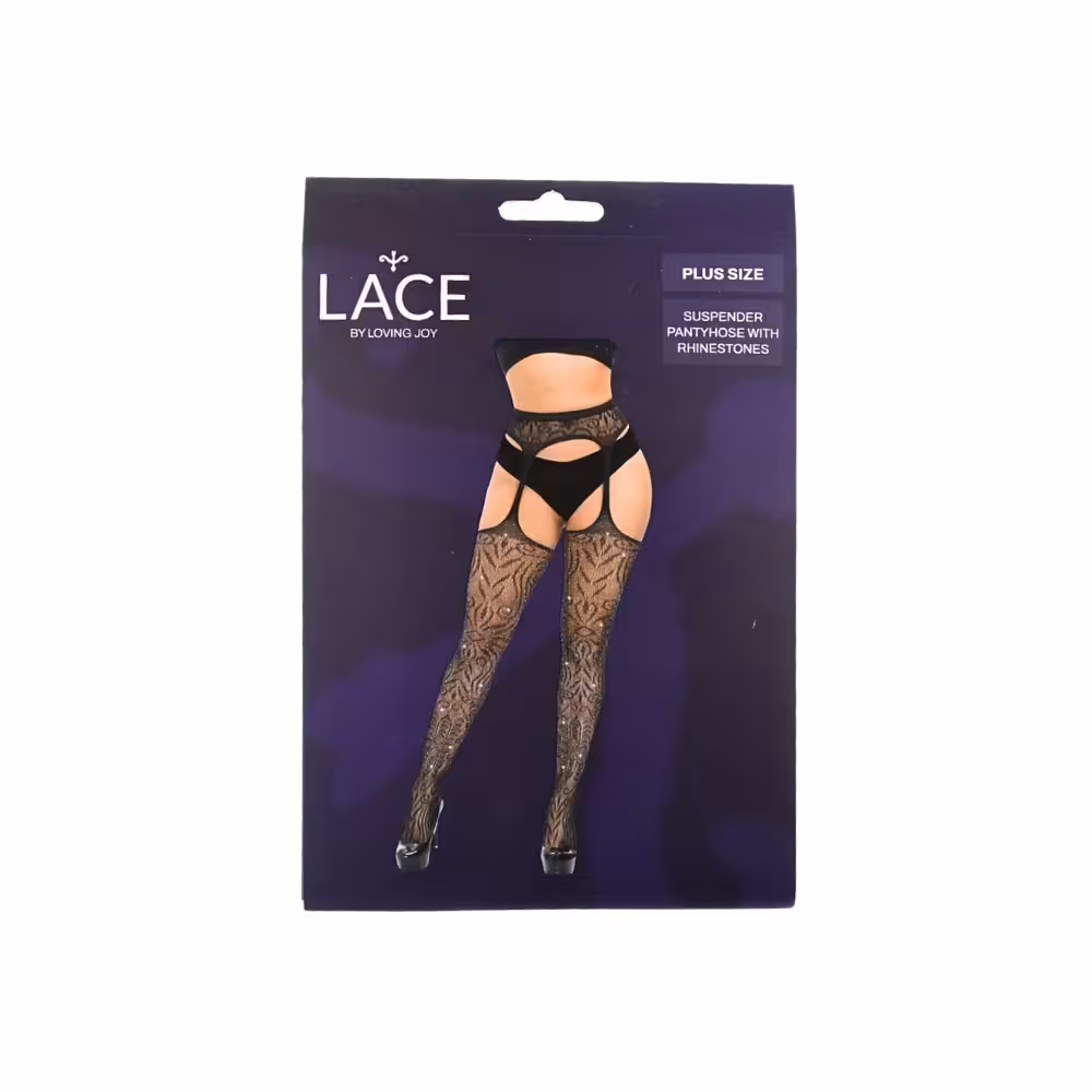 Lace by LJ Plus Size Suspender Pantyhose with Rhinestones image 8