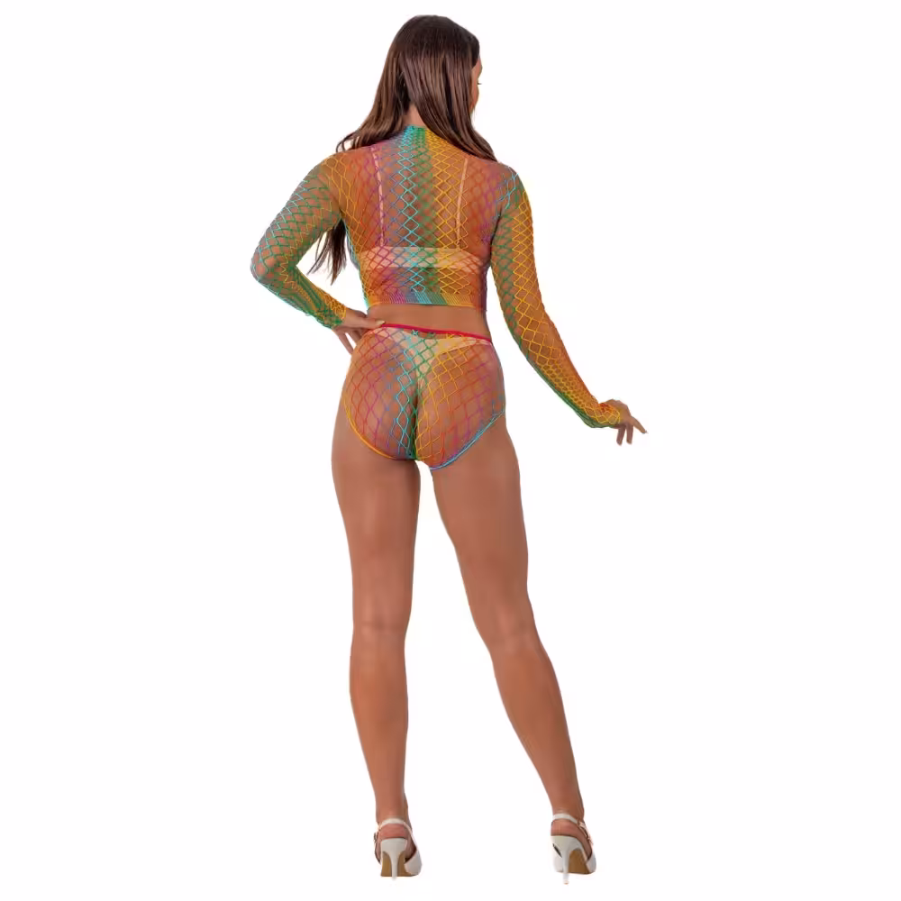 Lace by LJ Rainbow Fence Net Crop Top and Bottoms image 4