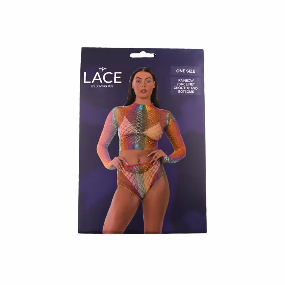Lace by LJ Rainbow Fence Net Crop Top and Bottoms image 5