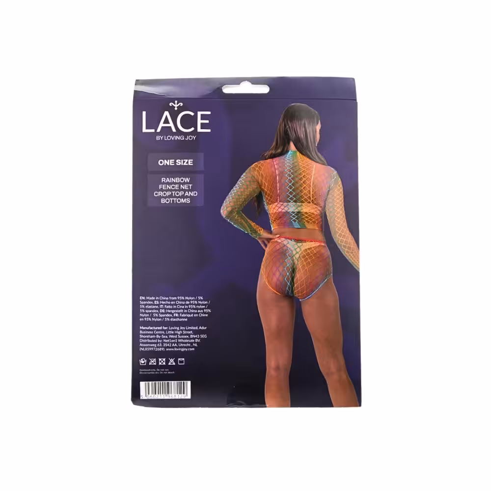 Lace by LJ Rainbow Fence Net Crop Top and Bottoms image 6