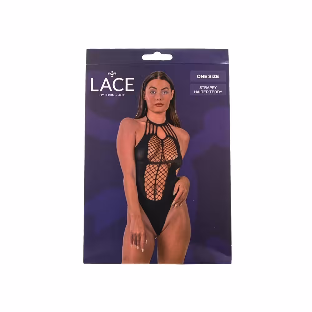 Lace by LJ Strappy Halter Teddy Black image 5