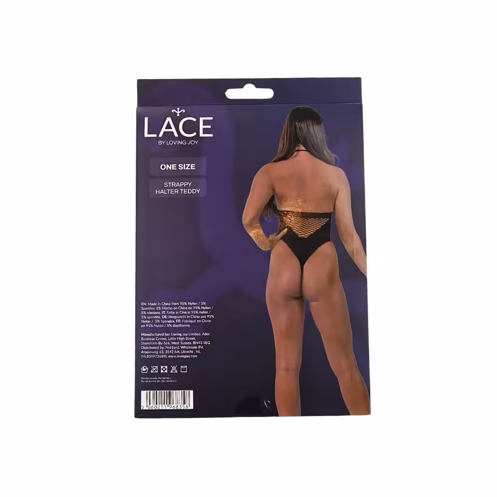 Lace by LJ Strappy Halter Teddy Black image 6