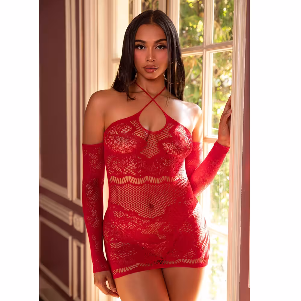 Leg Avenue Seamless Off the Shoulder Mini Dress Red image 2