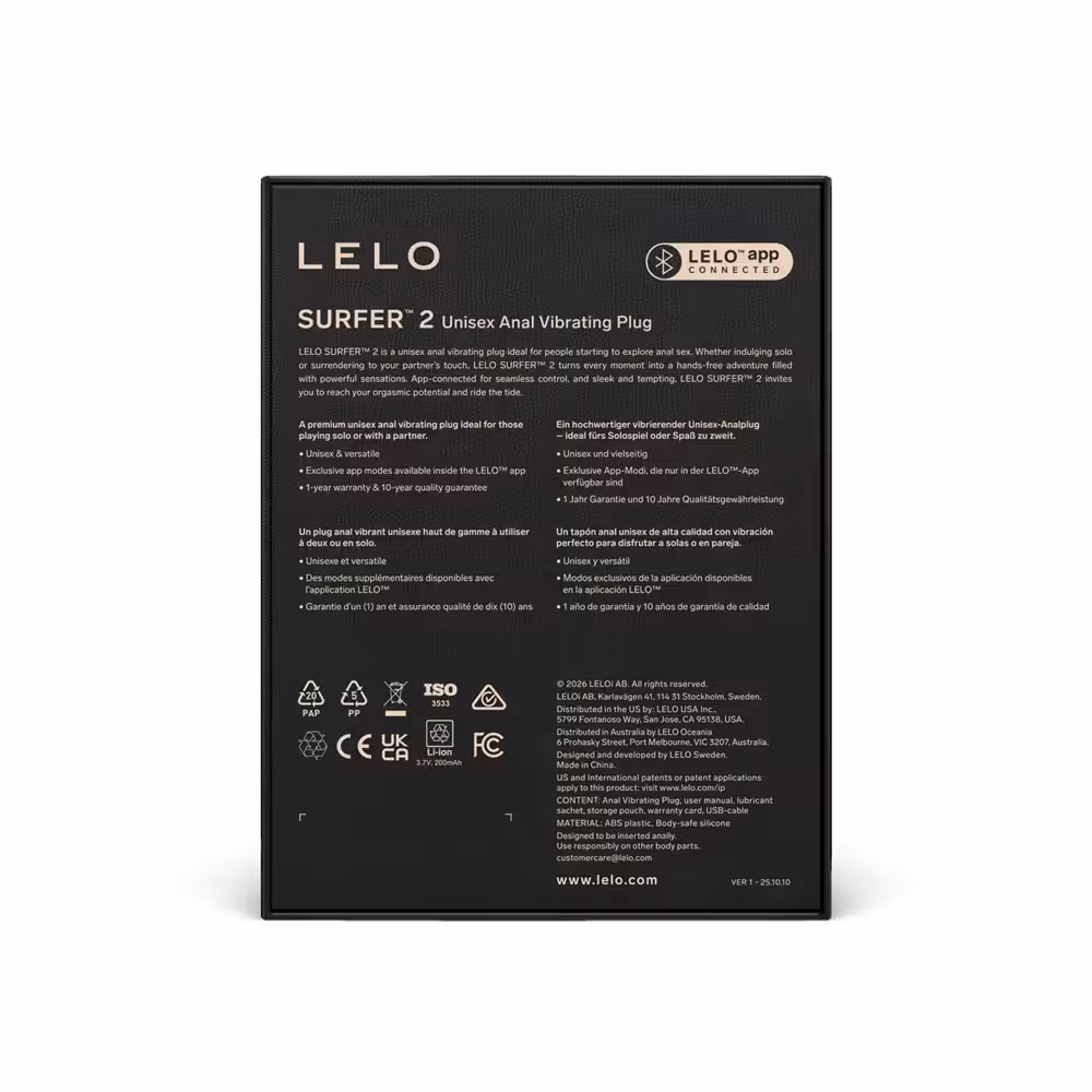 LELO Surfer 2 Unisex Anal Vibrating Plug Cyber Purple image 5