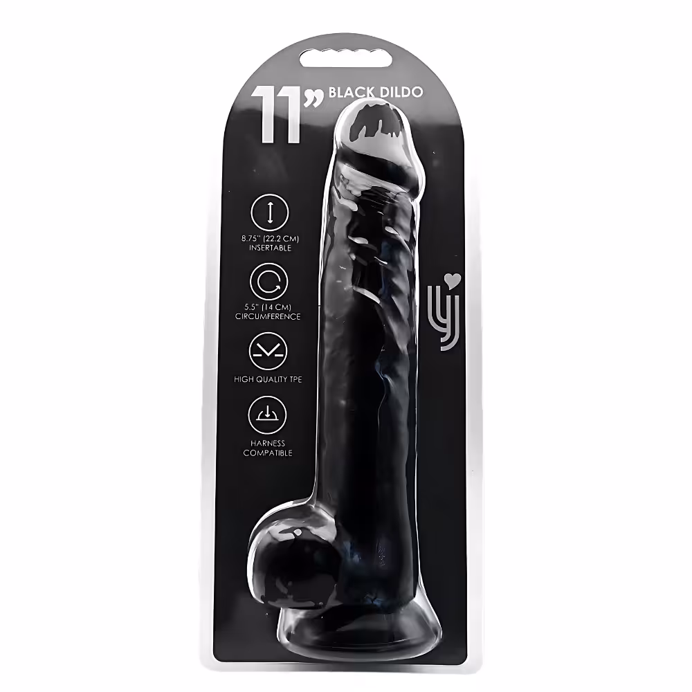 Loving Joy 11 Inch Dildo with Balls Black image 4