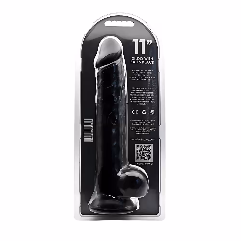 Loving Joy 11 Inch Dildo with Balls Black image 5