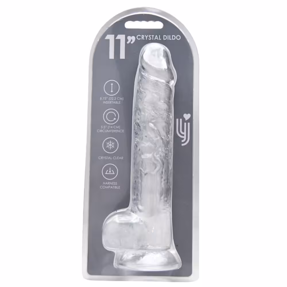 Loving Joy 11 Inch Dildo with Balls Clear image 6
