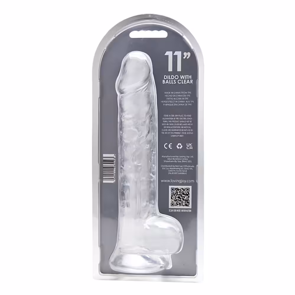 Loving Joy 11 Inch Dildo with Balls Clear image 7