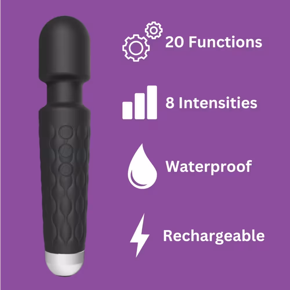 Loving Joy 20 Function Wand Vibrator Black image 7
