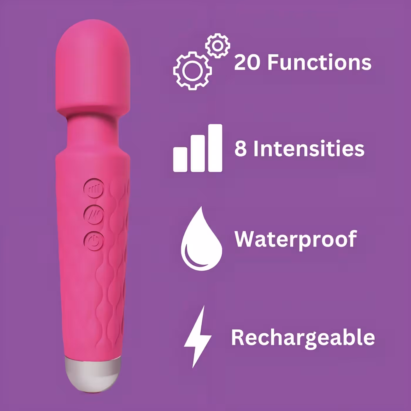 Loving Joy 20 Function Wand Vibrator Pink image 7