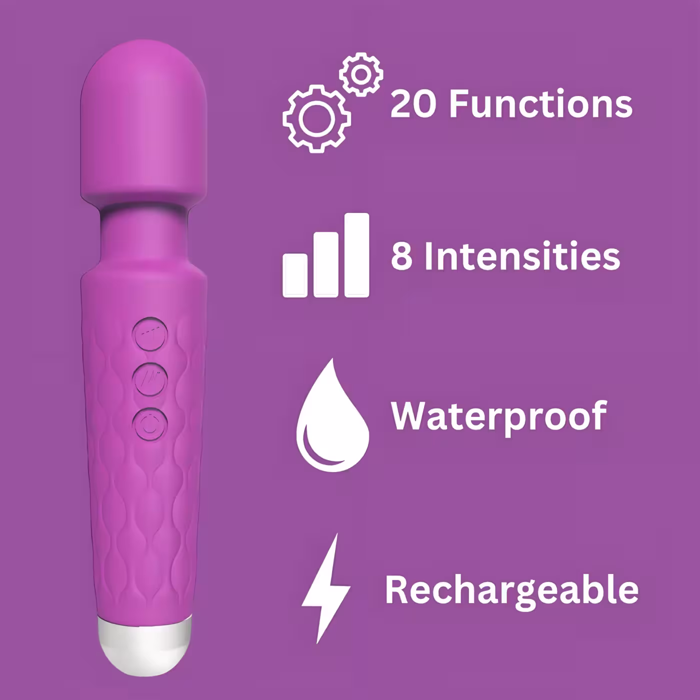 Loving Joy 20 Function Wand Vibrator Purple image 7