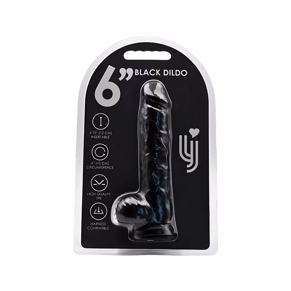 Loving Joy 6 Inch Dildo with Balls Black image 4