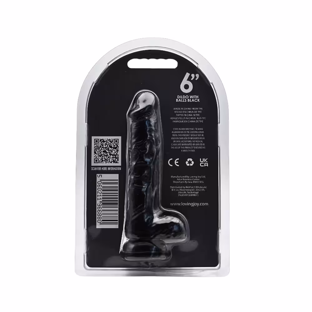 Loving Joy 6 Inch Dildo with Balls Black image 5