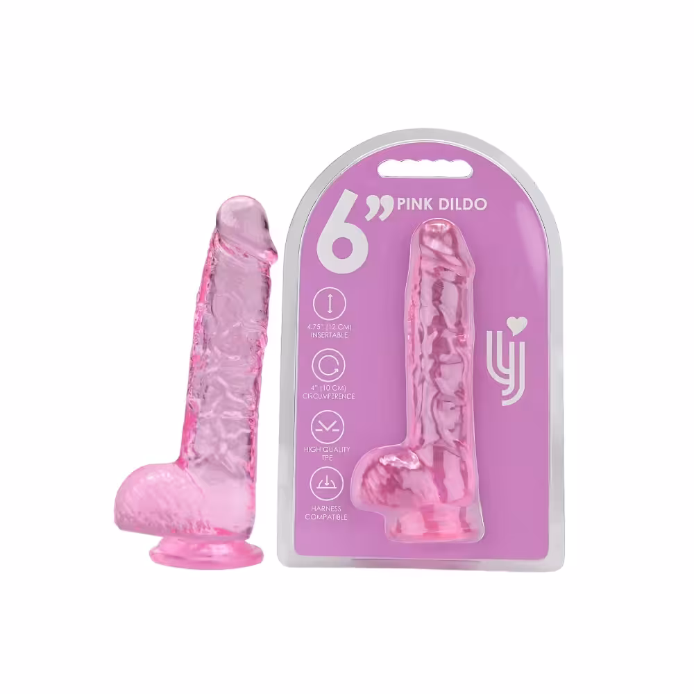 Loving Joy 6 Inch Dildo with Balls Pink image 4