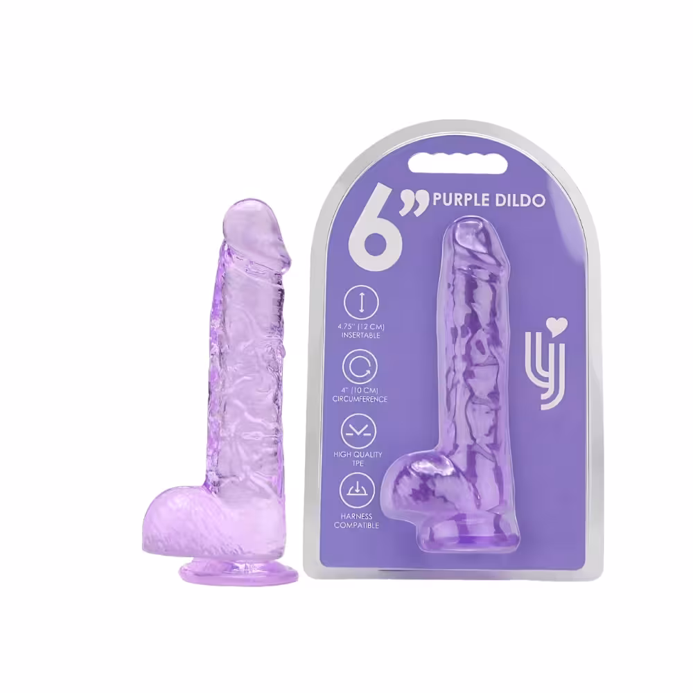 Loving Joy 6 Inch Dildo with Balls Purple image 5