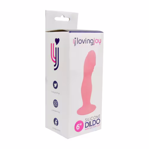 Loving Joy 6 Inch Silicone Dildo with Suction Cup Pink image 5