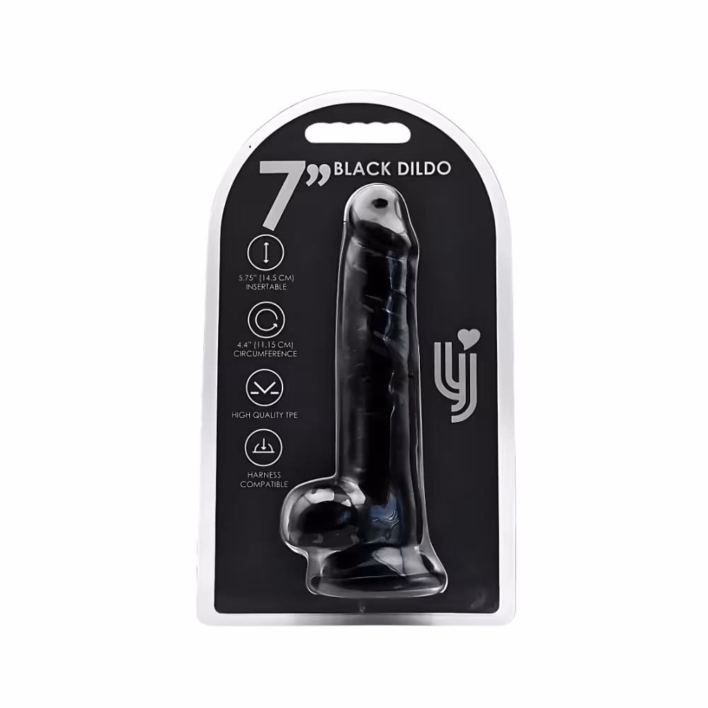 Loving Joy 7 Inch Dildo with Balls Black image 4