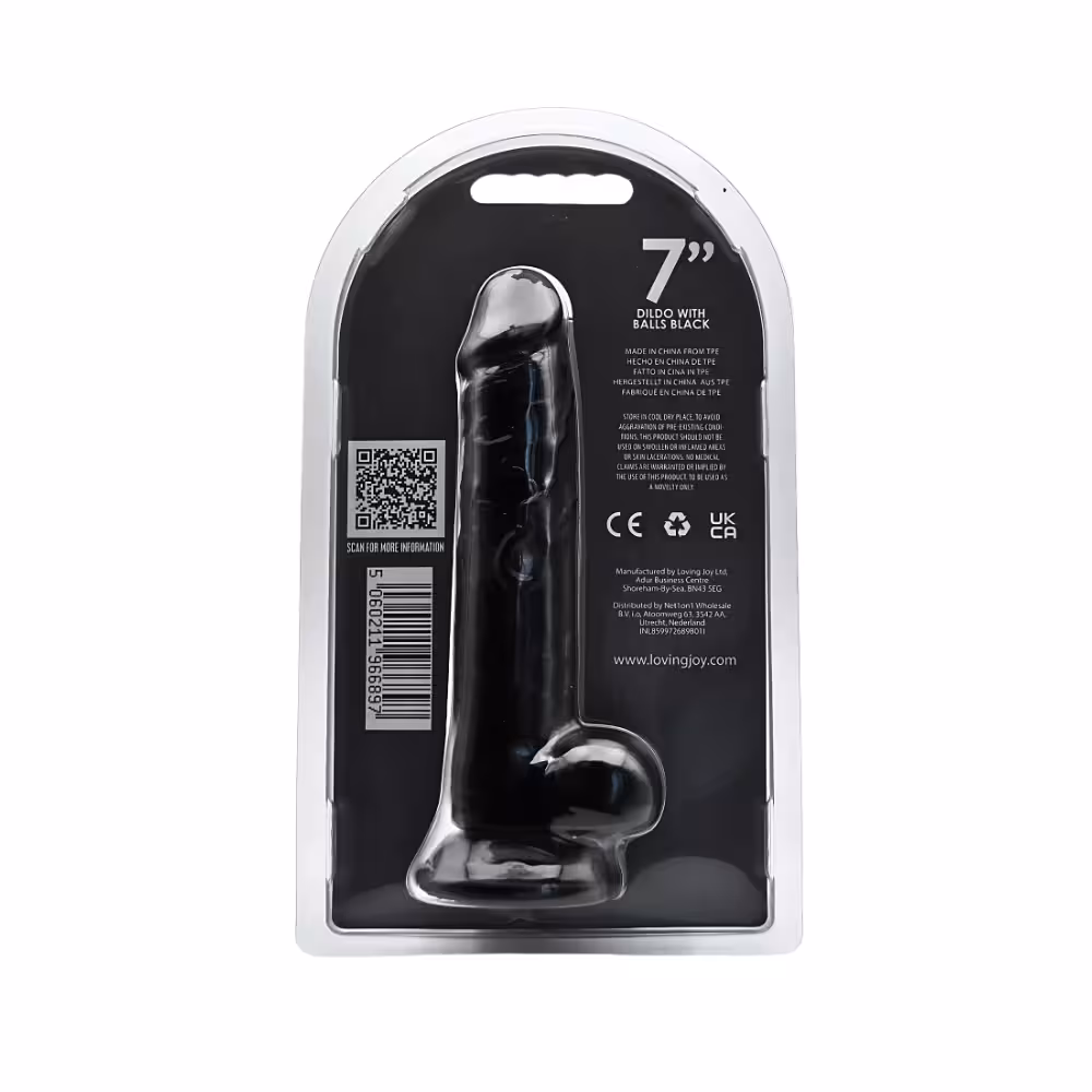Loving Joy 7 Inch Dildo with Balls Black image 5