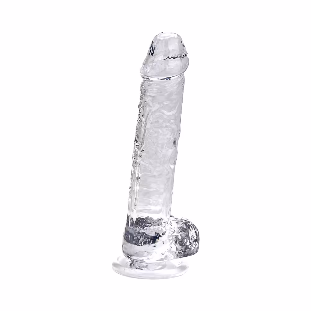 Loving Joy 7 Inch Dildo with Balls Clear image 5