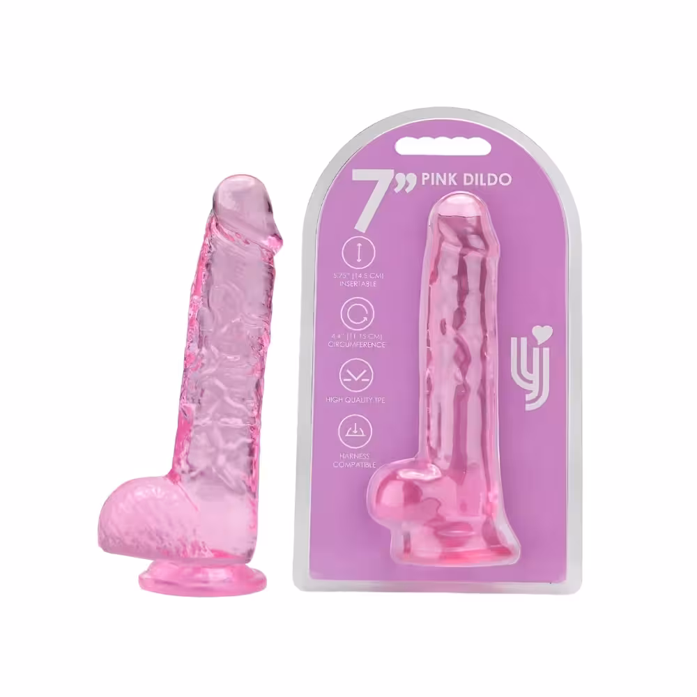 Loving Joy 7 Inch Dildo with Balls Pink image 4
