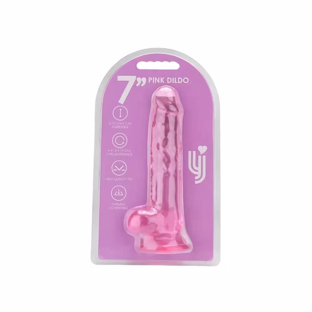 Loving Joy 7 Inch Dildo with Balls Pink image 5