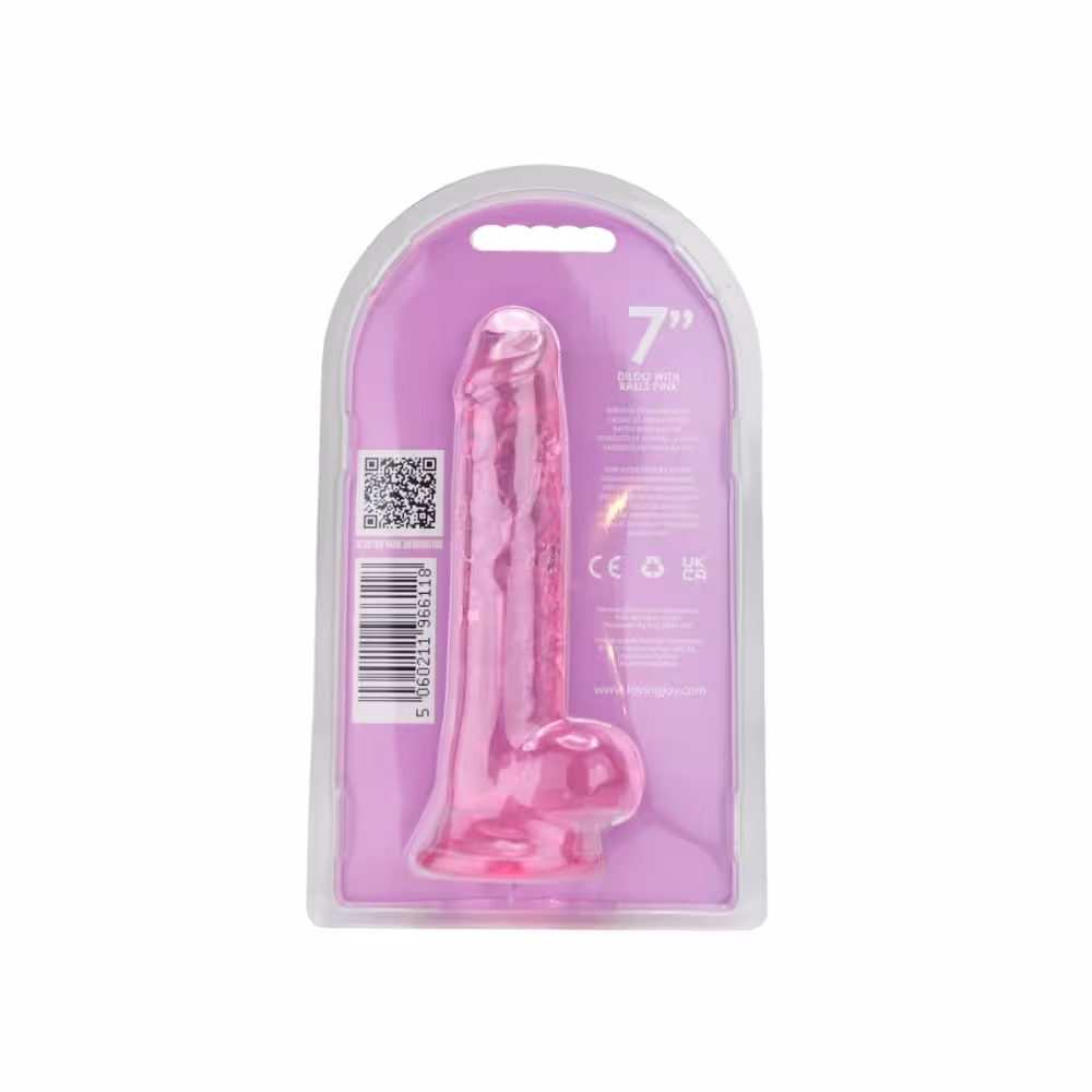 Loving Joy 7 Inch Dildo with Balls Pink image 6