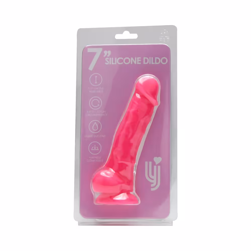 Loving Joy 7 Inch Realistic Silicone Dildo with Suction Cup and Balls Pink image 4