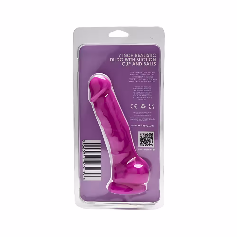 Loving Joy 7 Inch Realistic Silicone Dildo with Suction Cup and Balls Purple image 5