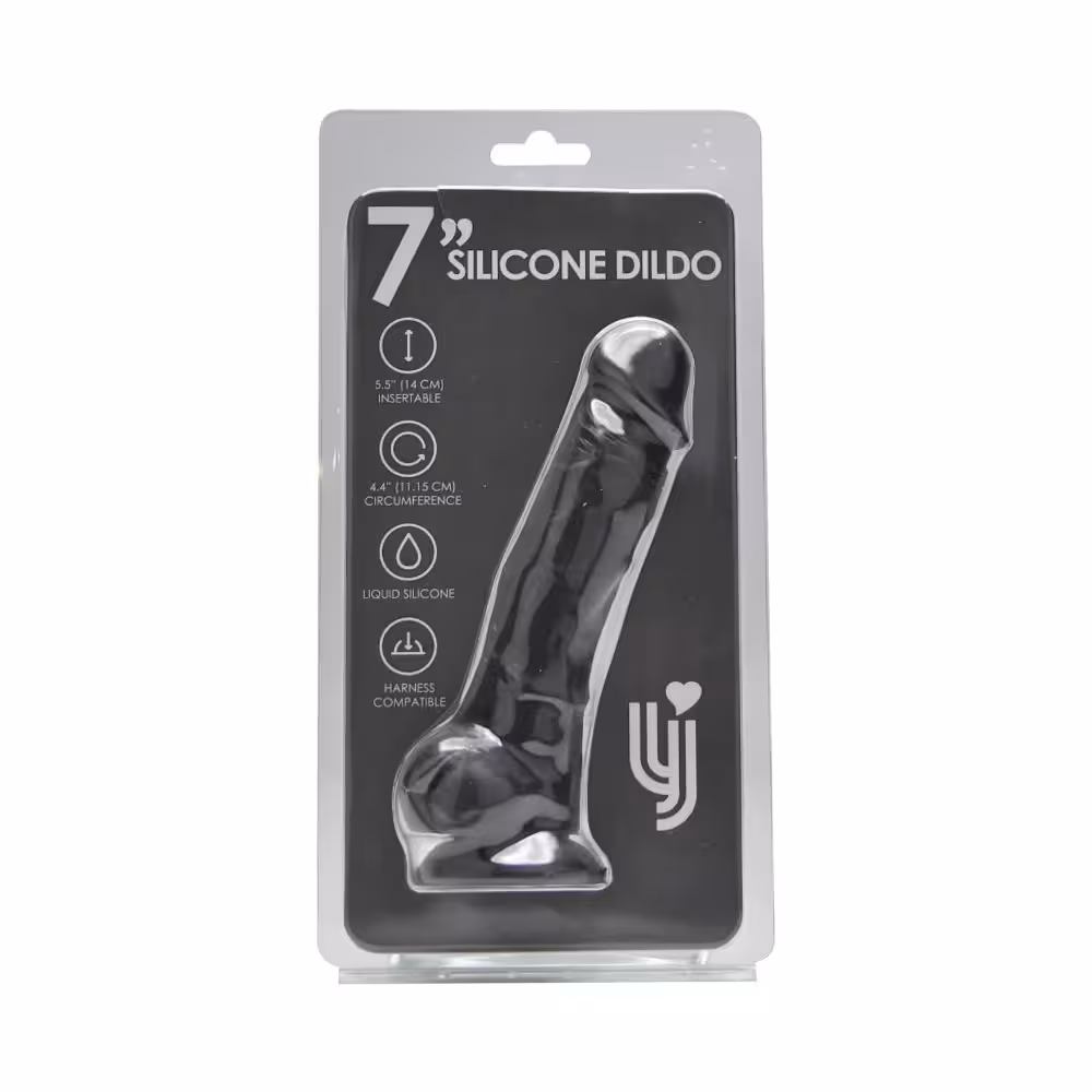 Loving Joy 7 Inch Realistic Silicone Dildo with Suction Cup and Balls Black image 3